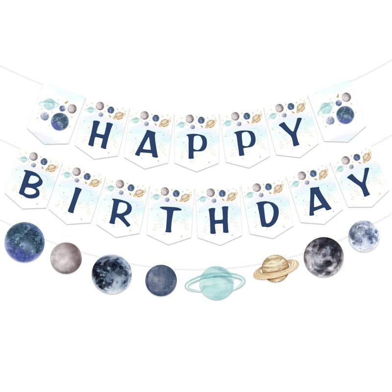 Baby Shower Party Decorations Space Universe Theme Baby 1st Birthday Planet Banner Garland