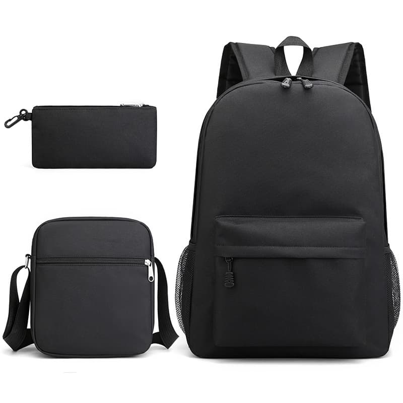 Cross-Border Casual Solid Color Classic Large Capacity Backpack, Single Shoulder Pencil Case, Three-Piece Set, Starry Student School Bag Backpack