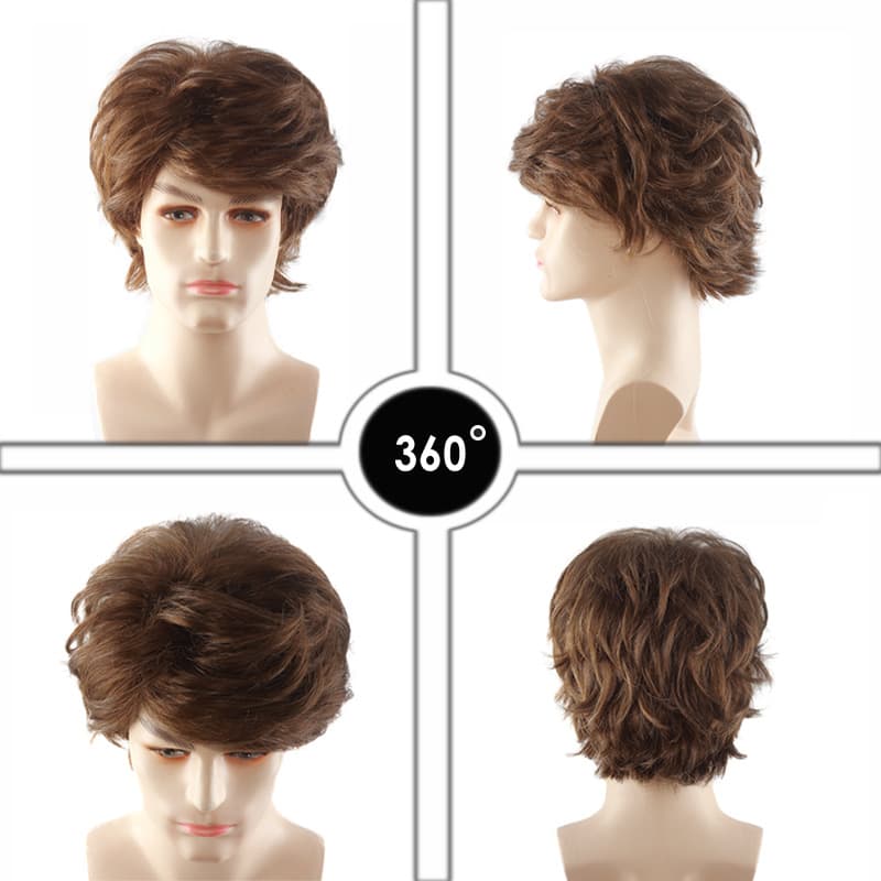 Cross-border wigs exclusively for foreign trade men's black and white brown and white partial short hair fashion styling men's hair character dressing