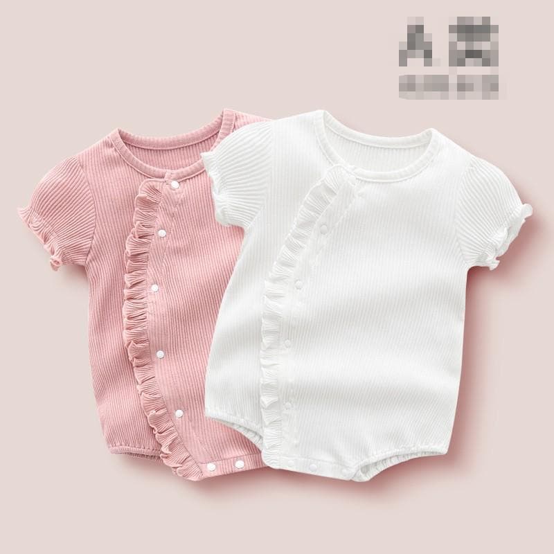 2024 Summer New Infant Clothes Korean Style Newborn Short-Sleeved Romper Jumpsuit Female Baby Clothes Trendy