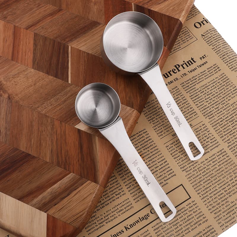 Cross-border popular 304 stainless steel coffee powder spoon with scale 30ml80ml roasting tool coffee bean measuring spoon