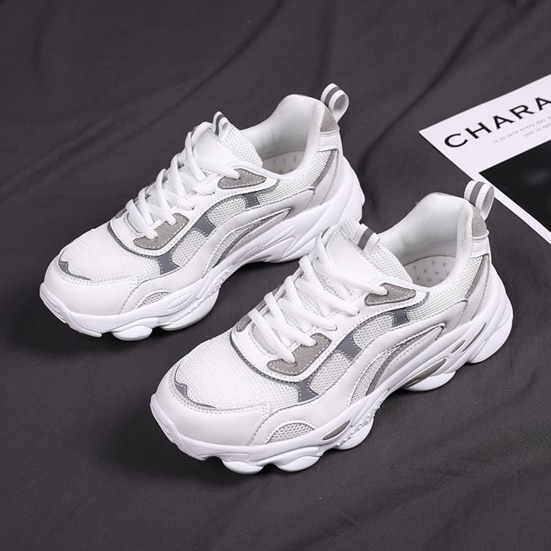 Thick-sole Chunky Sneakers for Women, Mesh Breathable Running Shoes, Soft Lightweight Platform Casual Travel Shoes Autumn