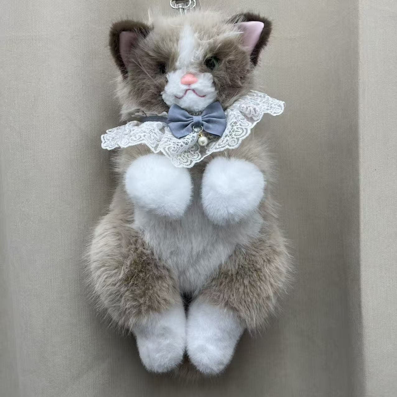 Simulation Cute Adorable Plush Cat Bag Ragdoll Cat Plush Backpack Gift Shoulder Girl's Heart Large Capacity