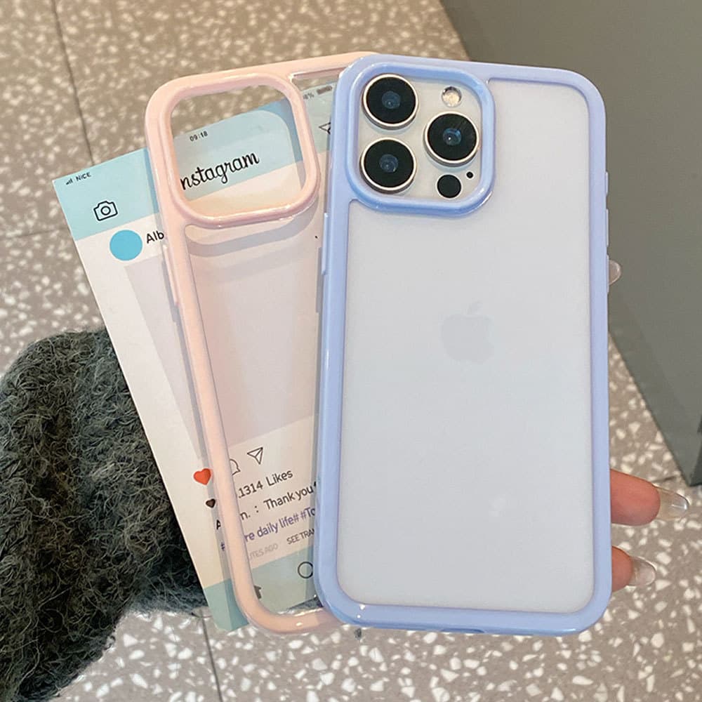 Solid Color Acrylic Case for Apple iPhone 16 Pro, iPhone 15 Protective Cover, 14 Pro Large Hole, 13 Shockproof