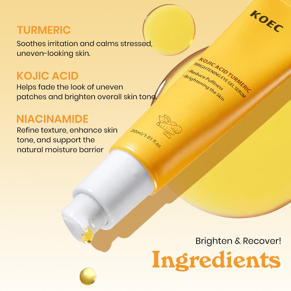 KOEC Kojic Acid Turmeric Eye Gel Serum 30g Cross-border Kojic Acid Turmeric Eye Serum