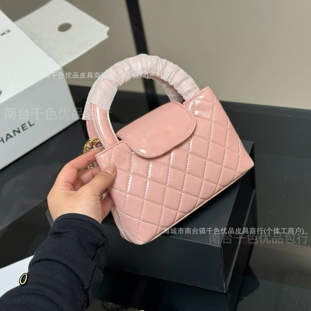 New Women's Bag, Chanel-Style Kelly Bag, Genuine Leather Diamond-Quilted Chain Crossbody, Versatile Women's Bag for Summer