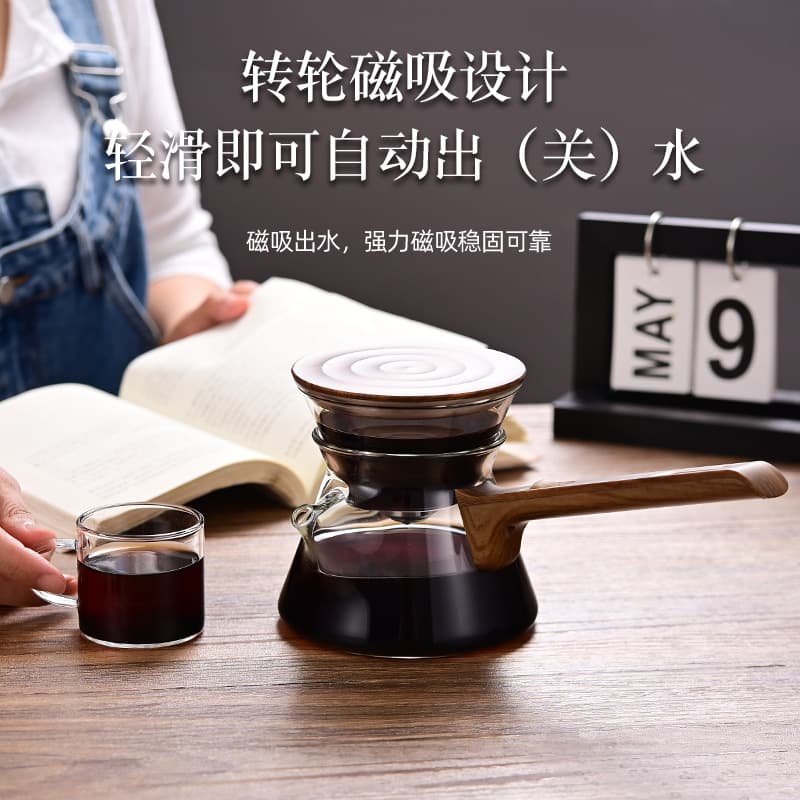 Magnetic Glass Teapot, Borosilicate High-Temperature Resistant Glass Coffee Pot, Coffee Sharing Carafe, Home Coffee and Tea Pot