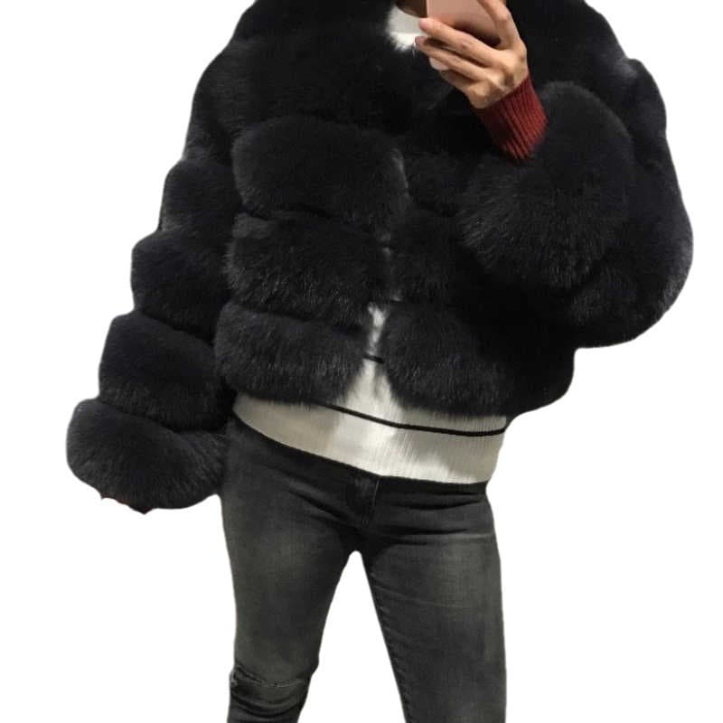Fur European and American hot selling imitation fox fur imitation fur coat women's short long sleeve furry artificial fur