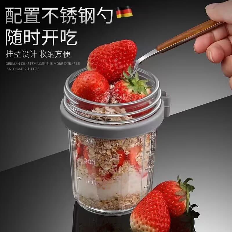 Manufacturer Supply for Amazon Overnight Oats Cup, Sealed Salad Glass Container with Lid, Portable Breakfast Cup