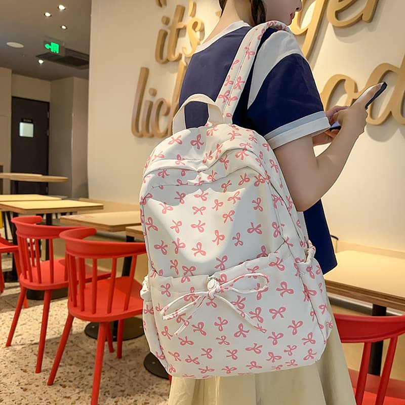 Wholesale Cross-border 2025 New Fresh Fashion Backpack Cute Girl Bow Middle High School College Campus Bag