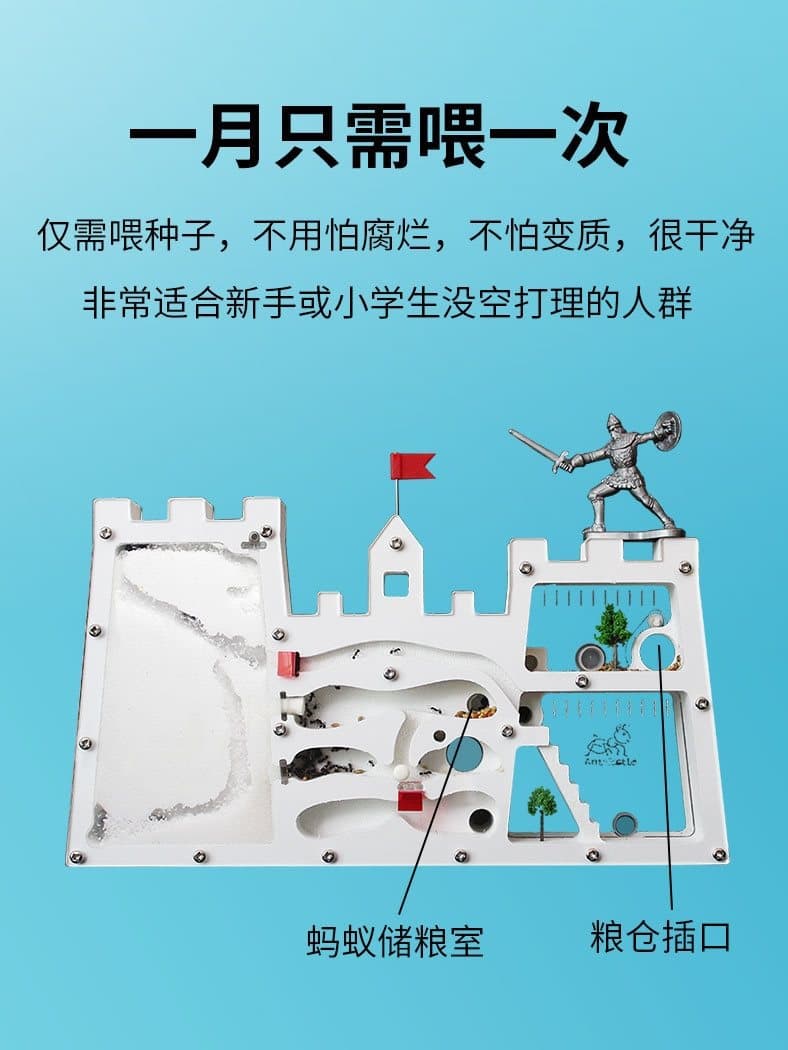 Ant Castle Ant Workshop - No Assembly Required, Includes Queen Ant & Eggs for Student Observation of Ant Nests, Boxes, Rooms, Houses, and More