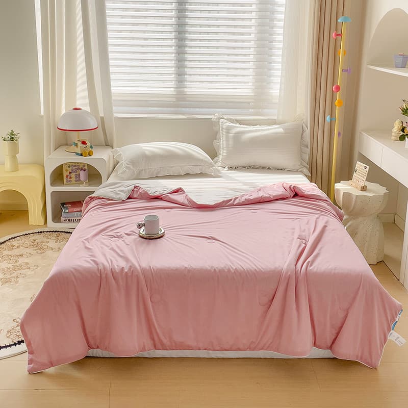 Cross-border Cool Gel Ice Cream Summer Quilt, Ice Silk Single/Double Machine Washable, Solid Color AC Blanket Summer Edition