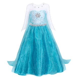 2025 Christmas Children's Costume Frozen Princess Dress Elsa Girls Long Sleeve Dress 3-8y