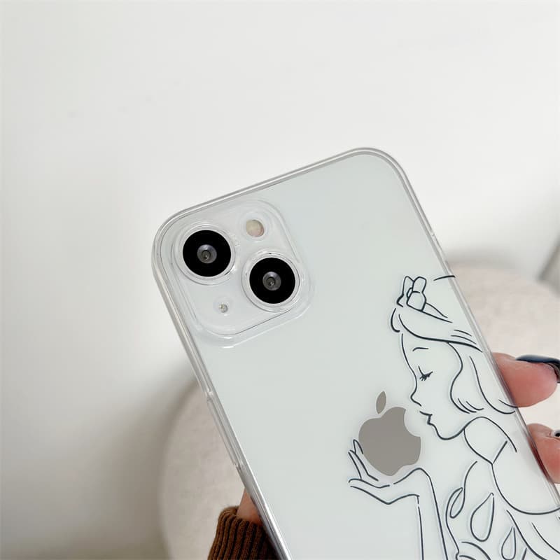 Line Snow White Compatible with iPhone 16 Pro Max Women's Apple 15 Transparent Phone Case 13/12 Soft 14p
