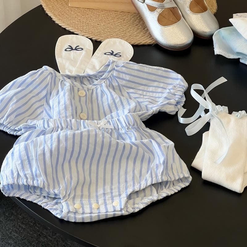 Baby 2024 Summer Clothes Suit Super Cute Infant and Toddler Fashionable Striped Small Suit Baby Clothes Summer Thin Style