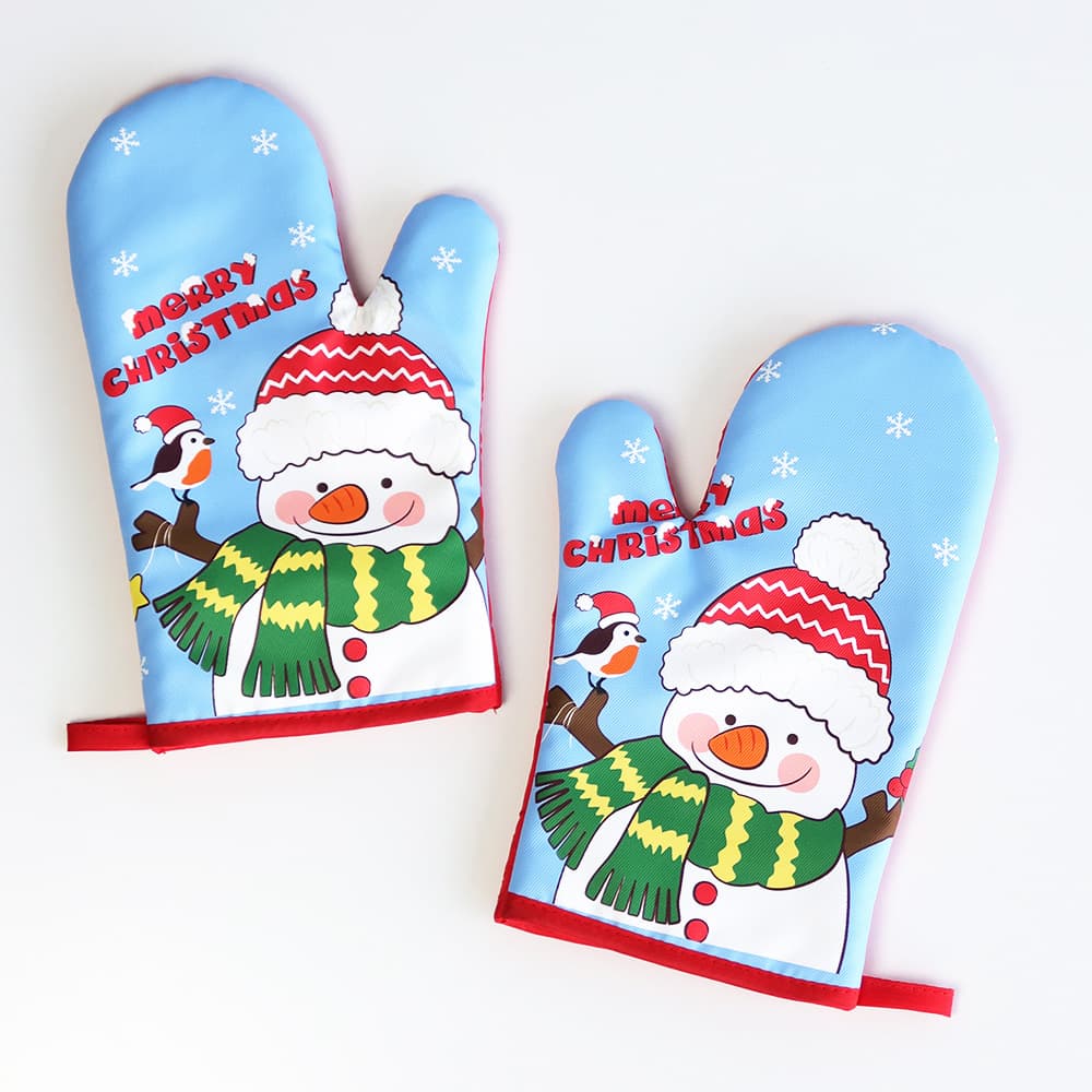 Cross-border Christmas insulation gloves baking thickened oven gloves kitchen insulation gloves high temperature insulation gloves
