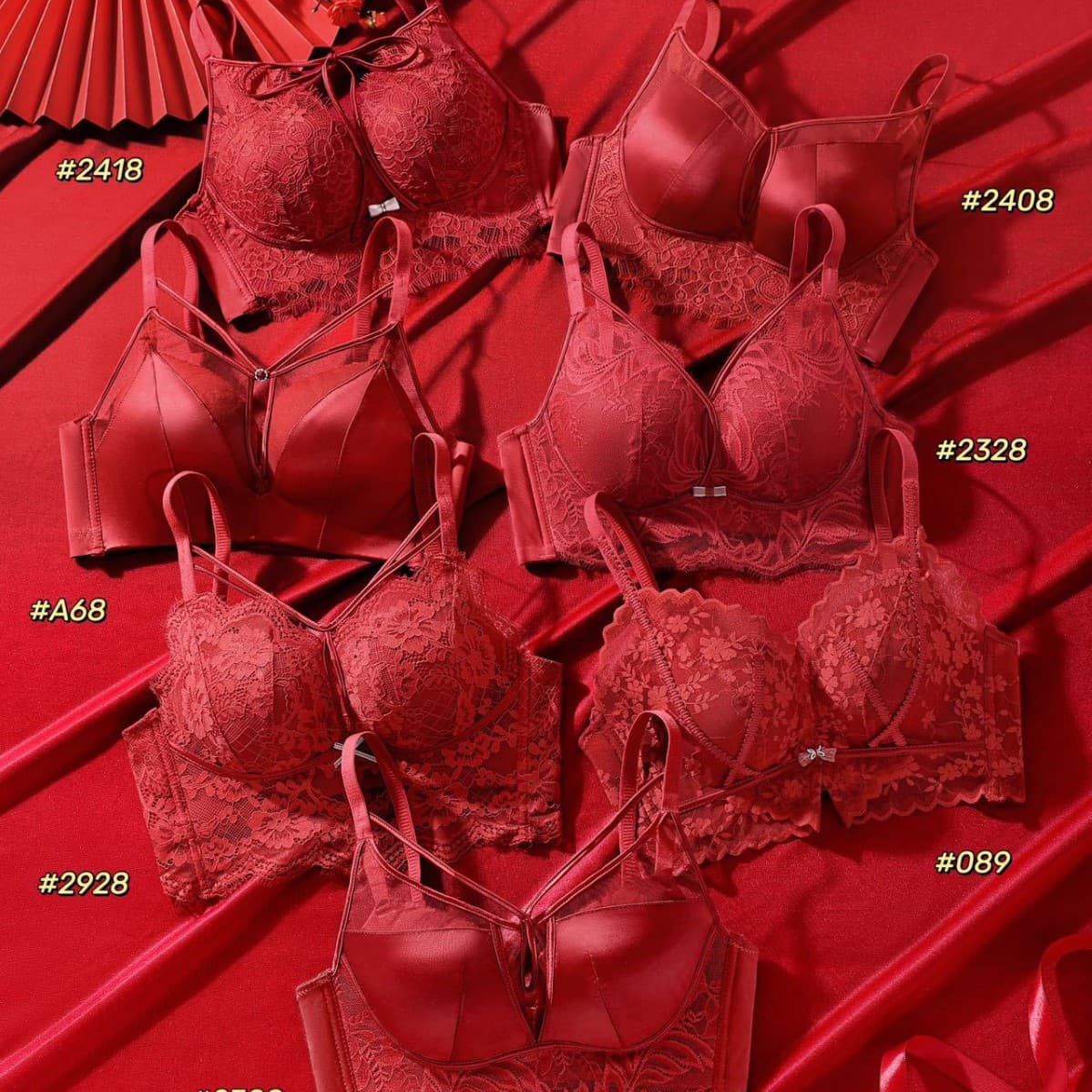 Thickened Breathable Bra Cup Cross Sexy Backless Push-up Bra Set Red Women