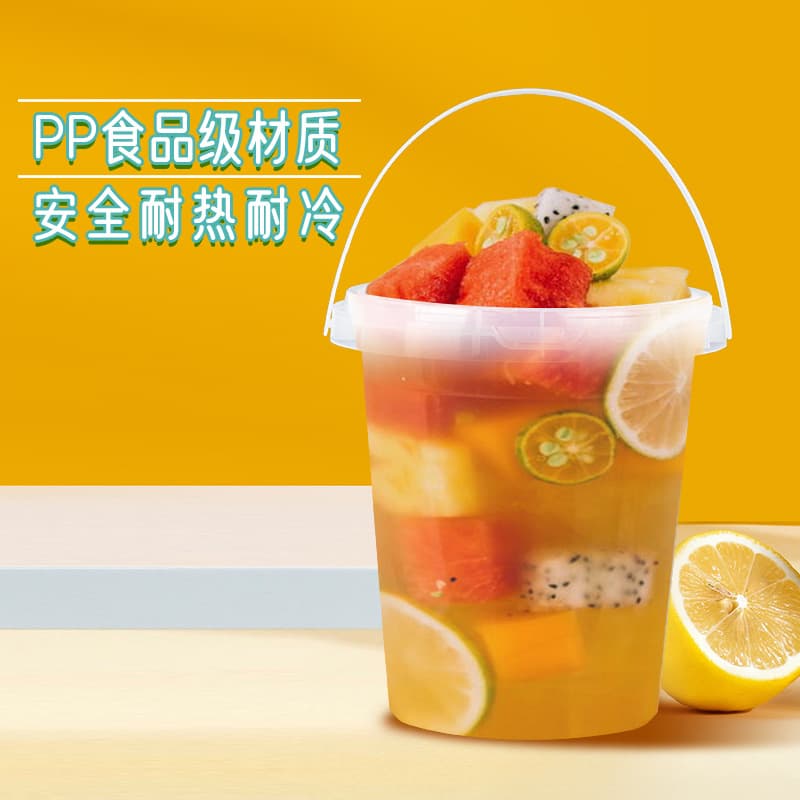 Fruit Tea Bucket Disposable Portable Bucket Cup 1000ml Plastic Bucket Cup Large Capacity Transparent Milk Tea Cup Bucket