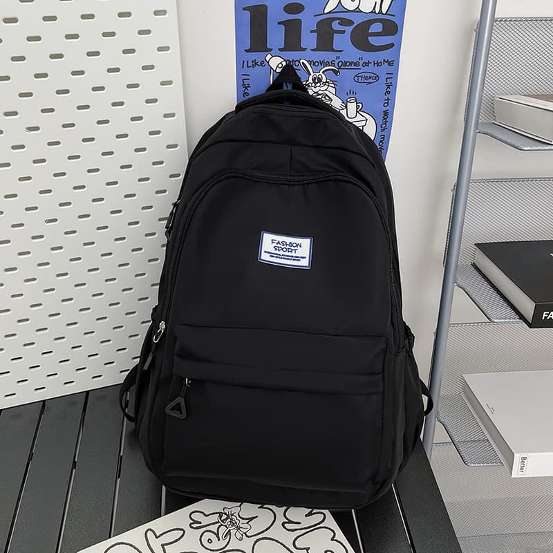 2025 New Stylish Solid Color Nylon Backpack Fashion Lightweight High School Bookbag Large Capacity