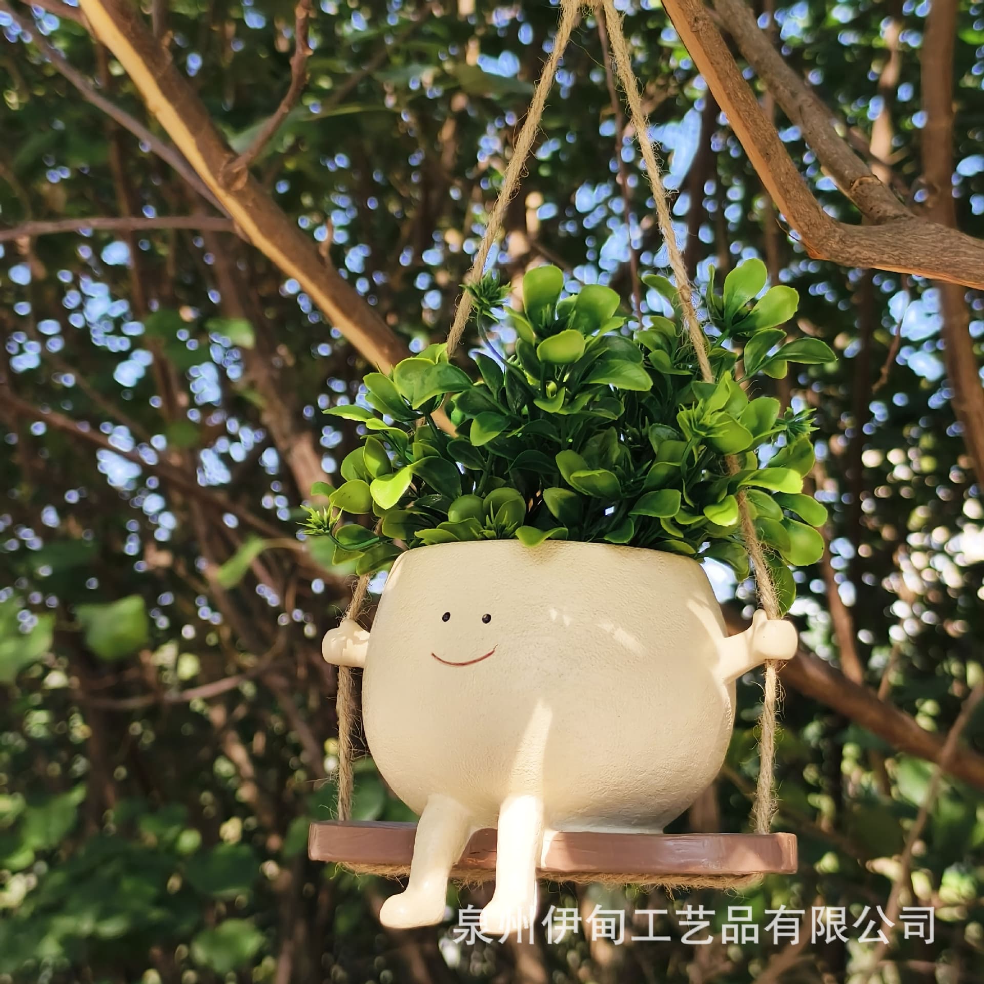 Cross-border Hot Selling Cute Small Swing Flower Pot for Garden, Patio, Balcony, Succulent Plant Pot Decoration Resin Craft