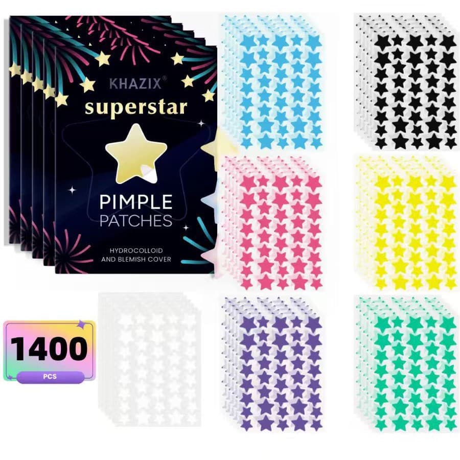 Cross-border Wholesale Multicolor Star Acne Patches Multi-spec Colorful Star Acne Patches Invisible Breathable 1400p