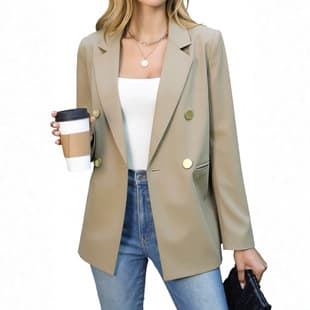 Women's Casual Blazer Jacket Front Open Long Sleeve Work Blazer Coat