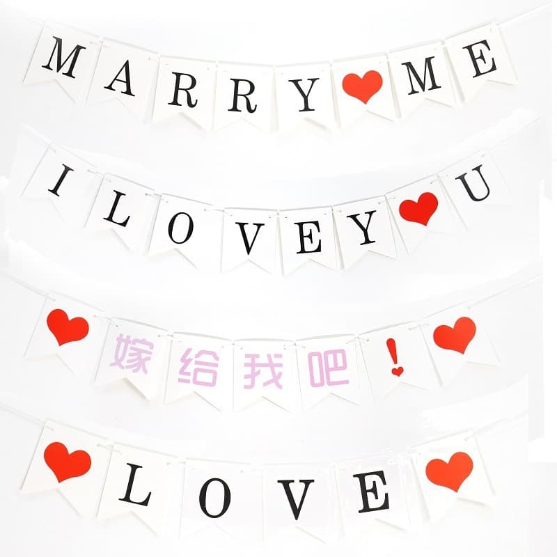 Romantic Banner for Confession and Proposal, Creative Fishtail Love Letter Flag, Romantic Atmosphere Decoration Setup