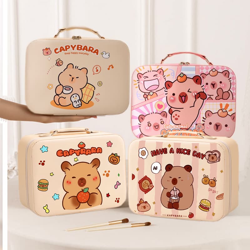 Kapibara cosmetic bag pu portable cosmetic box children's high-looking birthday gift box cute capybara Guka storage