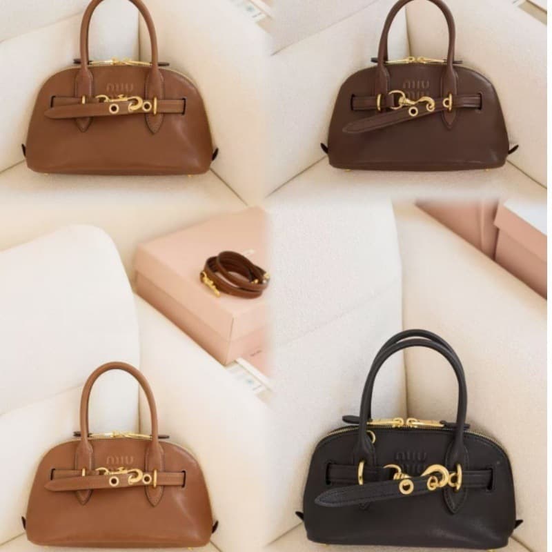 MIU Autumn/Winter Bestseller Small Handheld Shell Bag, Top Handle Briefcase, Vintage Versatile Shoulder and Crossbody Bag for Commuting Women
