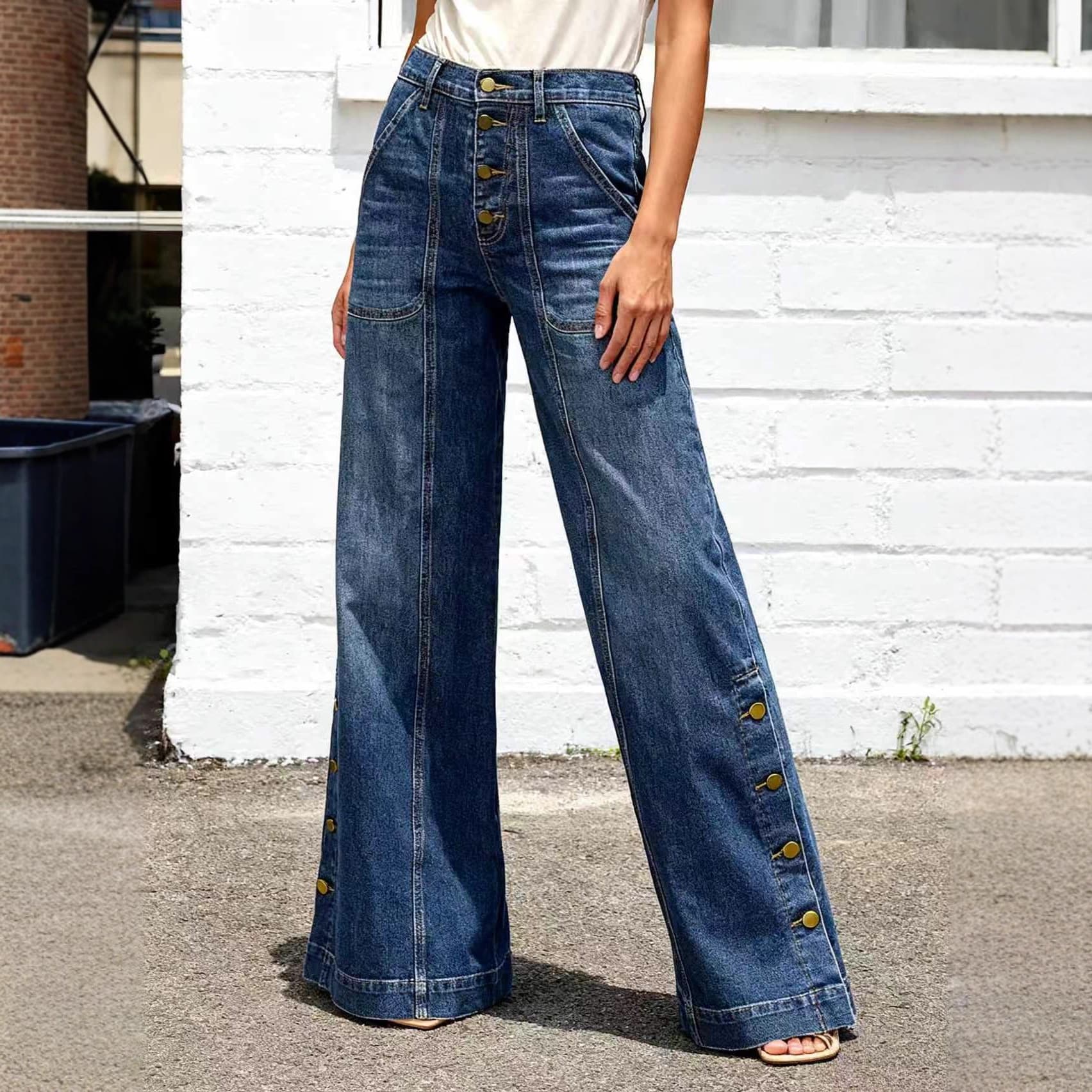 2025 New Cross-border Amazon American Street Retro Style Women's Casual Slim Fit Straight Leg Pants