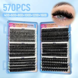 New European and American style false eyelashes segment 40D-160D voluminous DIY single cluster hot melt flower lashes blue eyelash book
