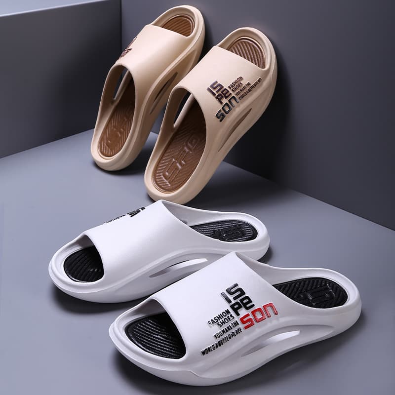 New Men's Autumn Thick Bottom Slip-On Shoes Outdoor Wear Anti-Slip Bath Slippers Home Use Comfortable Sensation Flat Sandals