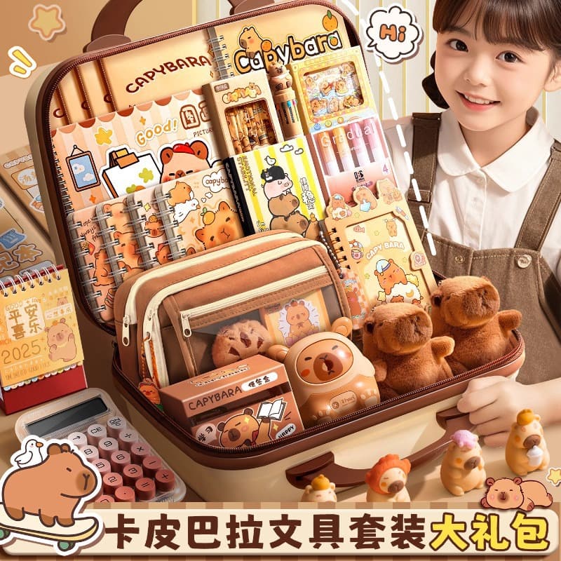 Capybara Stationery Set Gift Box, First Grade Back-to-School Stationery Pack, Practical Learning Supplies Essential for School