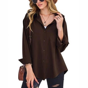 Women's Dressy Casual Blouse Mid Sleeve V Neck Work Shirt Business Casual Summer Chiffon Top