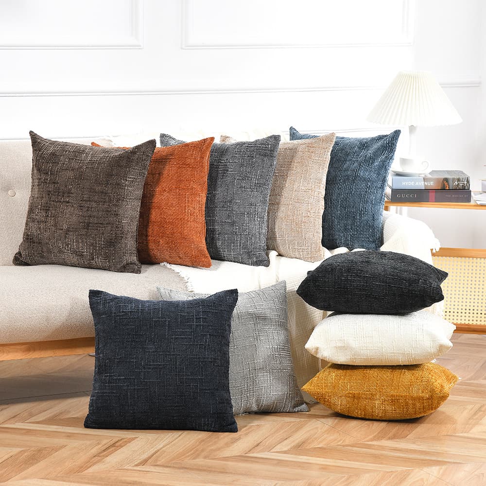 Solid Color Linen Texture Chenille Throw Pillow Cover for Living Room Bedroom Cushion Home Decorative Pillow Case Velvet Sofa