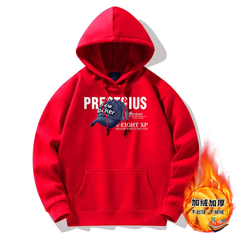 400g Drop Shoulder Winter Fleece Lined Thickened Hoodie Men's Hooded Plus Size Warm Hoodie Coat Couple Style