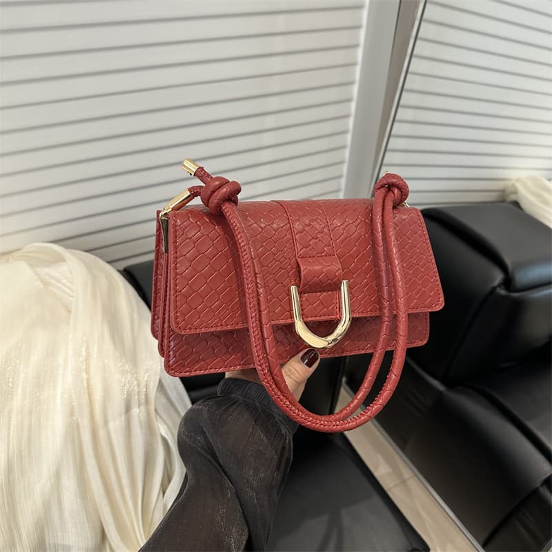 Women's Woven Texture Vintage Commuter Underarm Bag 2026 New Style Trendy Ins Shoulder Bag Elegant Small Square Bag