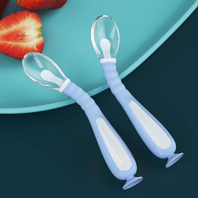 Infant silicone spoon twist spoon newborn baby food supplement spoon baby learning to eat training bendable spoon