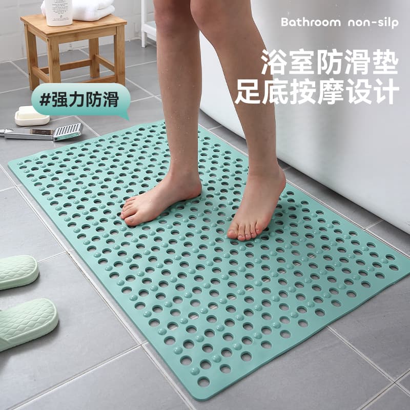 Bathroom Eco-Friendly Non-Slip Floor Mat, Home Shower Waterproof Bath Mat, Anti-Fall Suction Cup Mat for Toilet and Bathroom