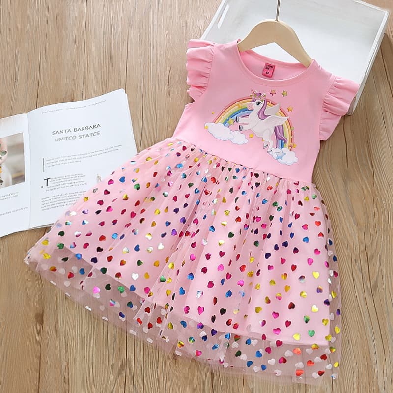 Girls Summer Dress Cross-Border Hot Selling Medium to Large Size Girls Princess Dress Fairy Cotton Mesh Tulle Dress