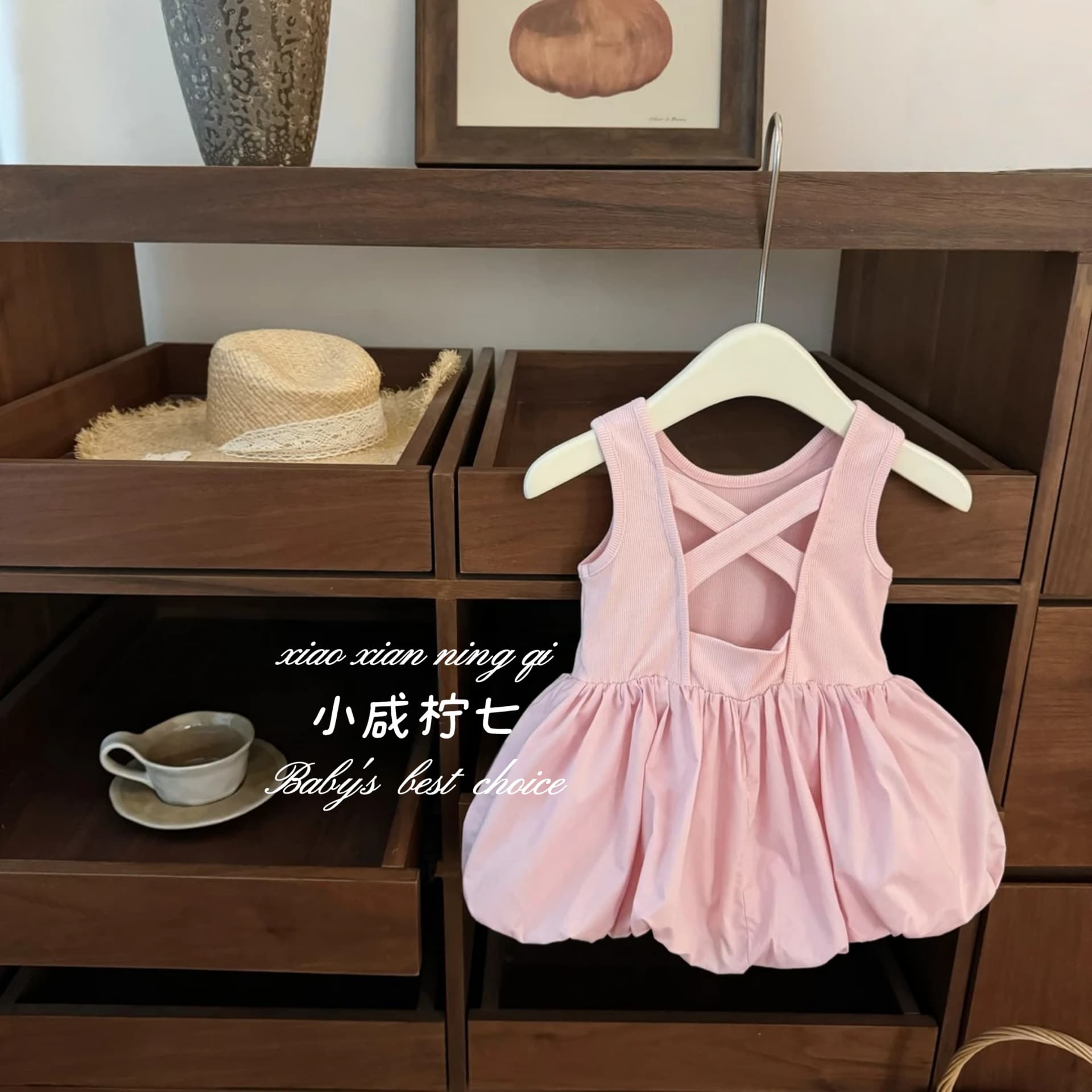 [Little Salty Lemonade] Ballet Aesthetics! Baby Girl Pink Sweet Little Backless Trendy Bubble Princess Dress