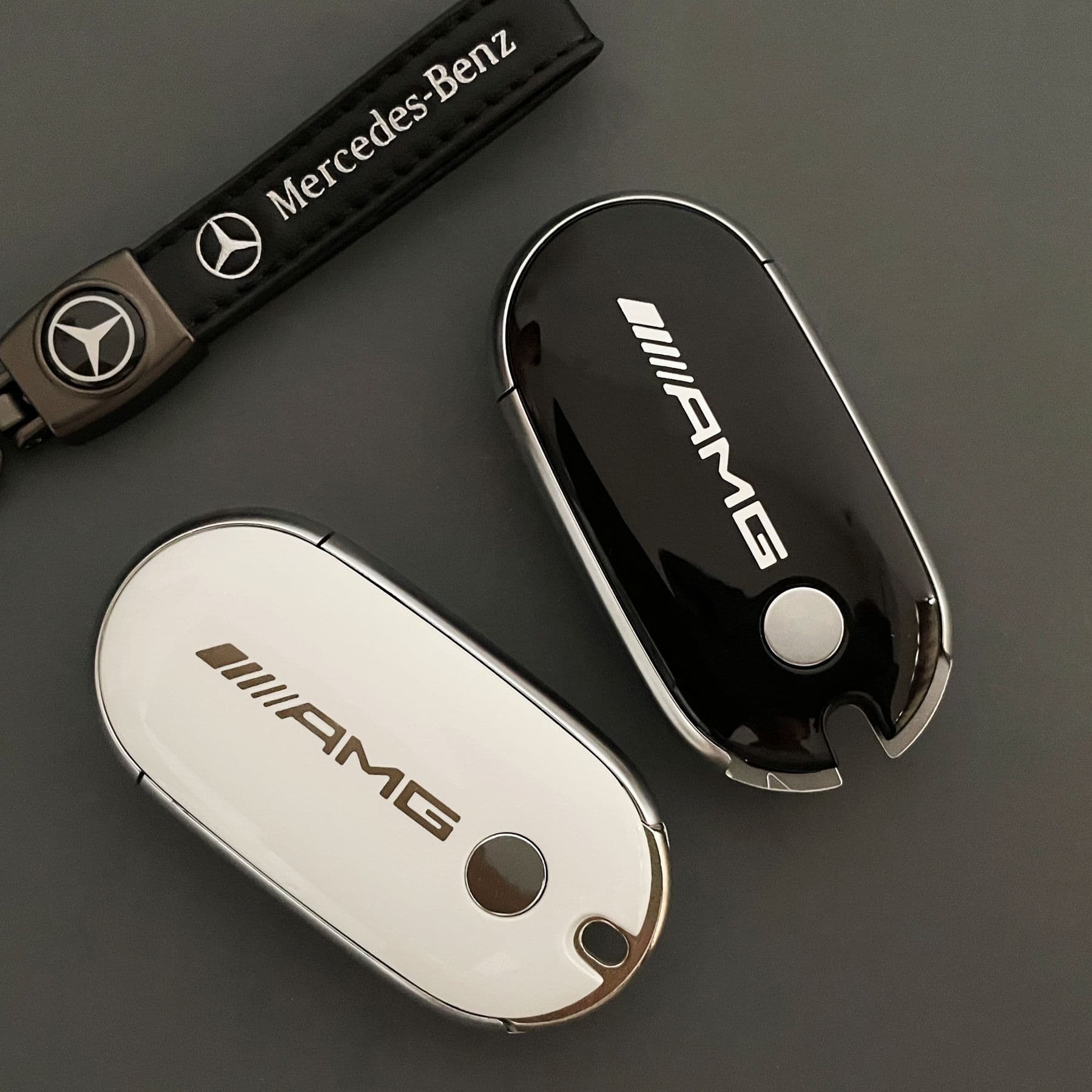 Suitable for Mercedes-Benz remote key shell 22 new C260L-class replacement rear cover modified AMG piano paint bright black and white