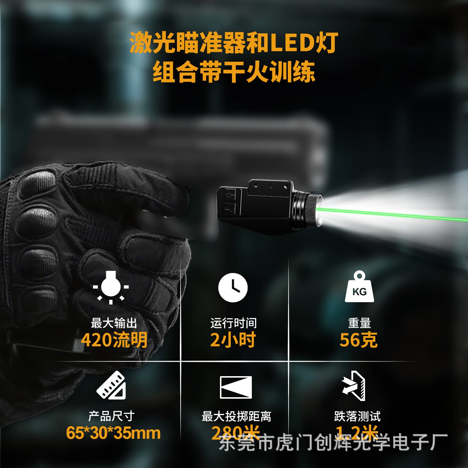 1149 Metal Nylon Under-Mounted Green Laser Sight with Dry Fire Training Flashlight G22 Glock Flash