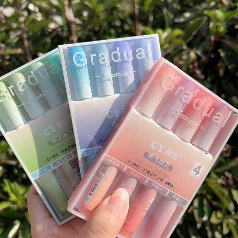 Morandi Fluorescent Pen Ins Style Soft Tip Marker Pen for Girls Colored Highlighter High Appearance Eye Protection Journal Pen