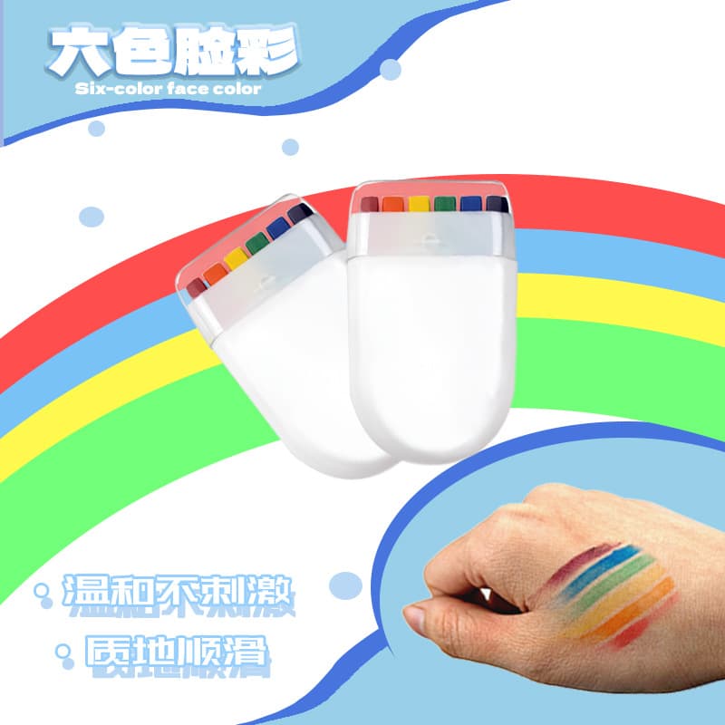Cross Border 6 Color Rainbow Face Color World Cup Euro Cup Facial Painting Halloween Rainbow Strip Facial Graffiti Crayon