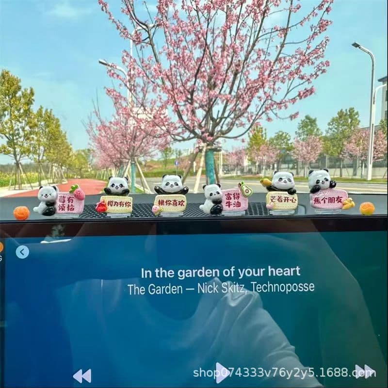 Internet celebrity panda car ornaments, cute ladies car interior decorations, center console display, creative shaking head ornaments