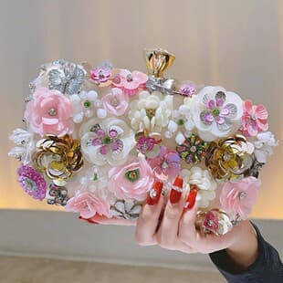 New Banquet Bag with Colorful Sequin Flowers, Evening Bag for Ladies, Clutch for Gala, Cheongsam Bag, Dress Bag