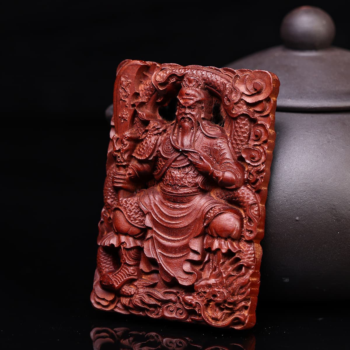 Genuine lightning-struck jujube wood Guan Yu wooden plaque pendant, Guan Yu Shengjun jujube wood pendant, Guan Gong An Fu, Wu Shi Pai, Taoist