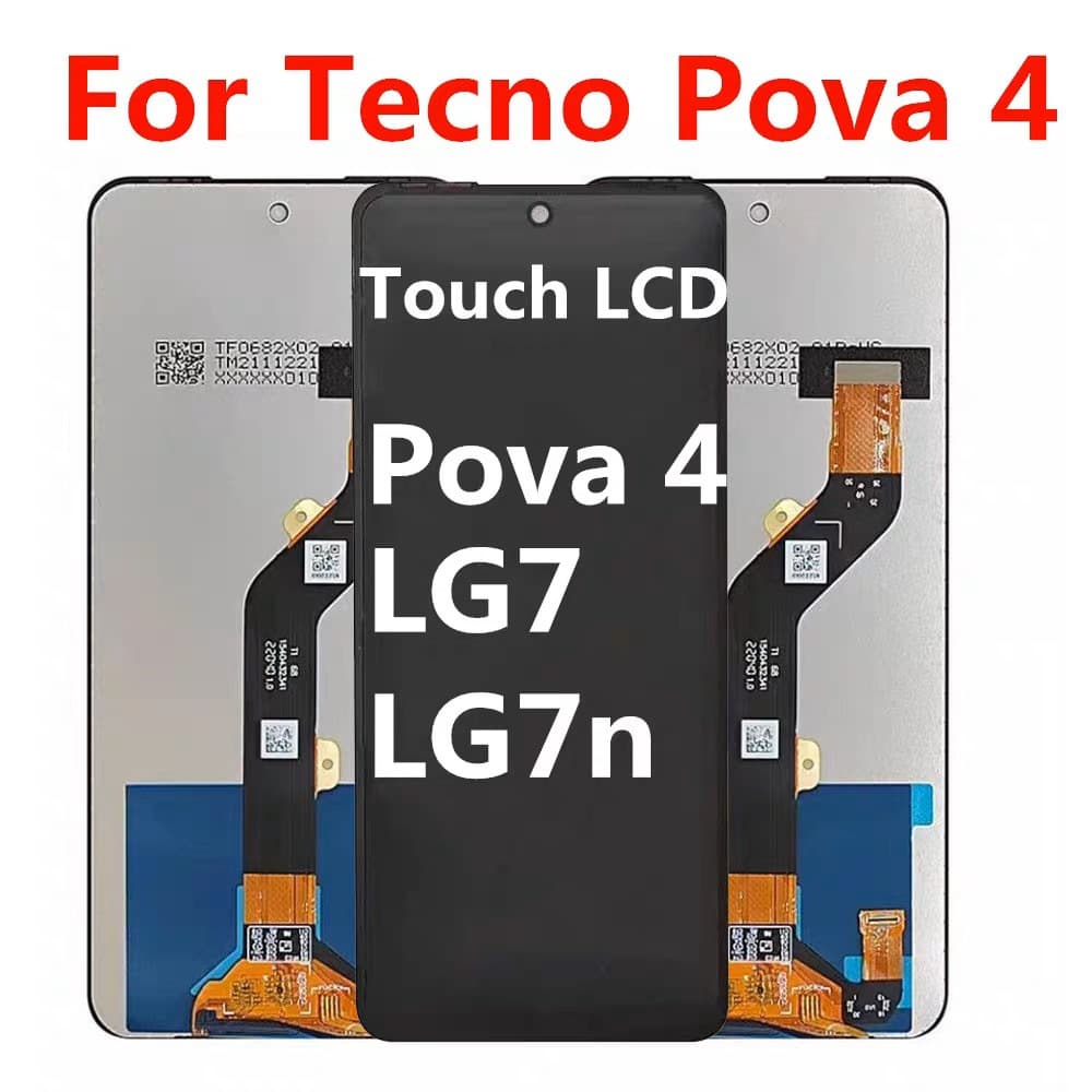Compatible with TECNO POVA4 Screen Assembly POVA2 POVA3 LE7 LF3 LG7n Display Screen