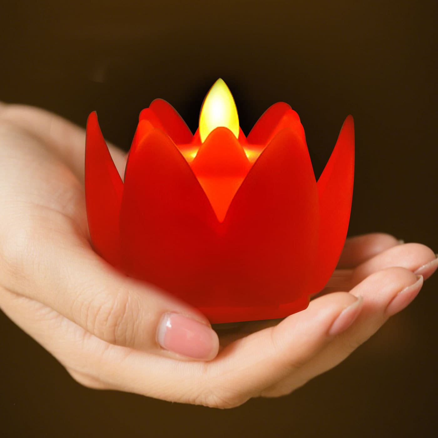 Household red lotus lamp for Buddha, electronic candle lamp, plastic led electronic candle lamp, simulated lotus candle lamp